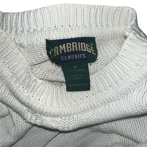 Cambridge Classics Vtg Off-white Cable Knit Thick Sweater 100% Cotton-Medium - Picture 4 of 8